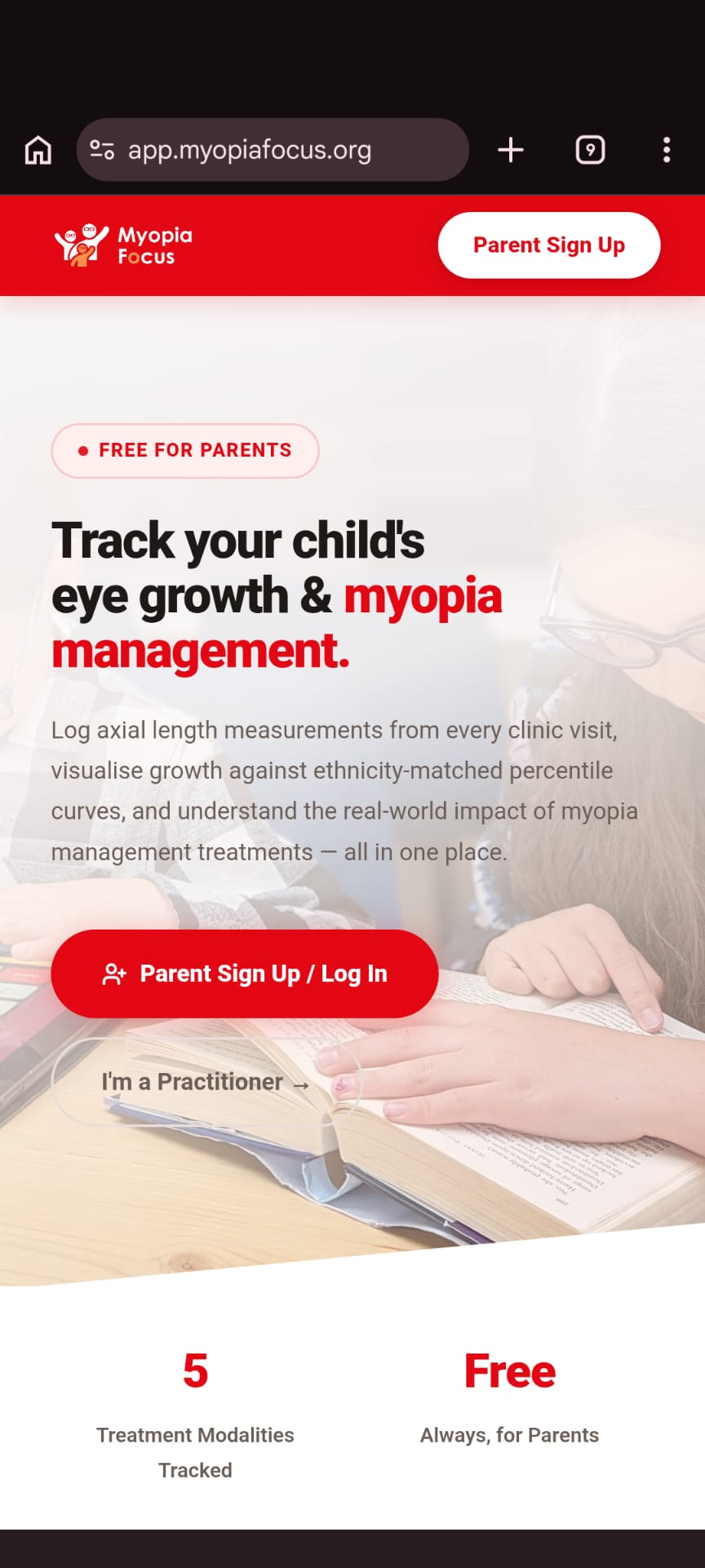 Myopia Focus home screen